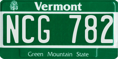 VT license plate NCG782