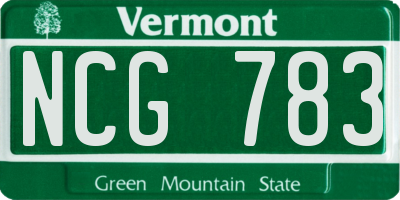 VT license plate NCG783