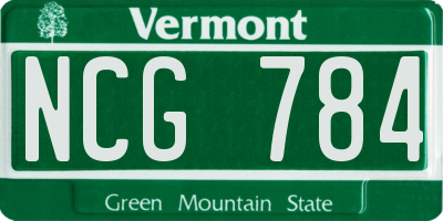 VT license plate NCG784