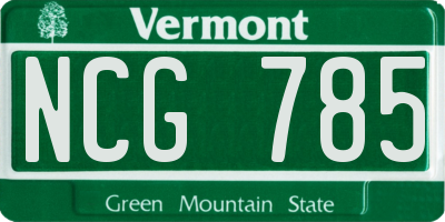 VT license plate NCG785