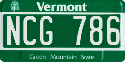 VT license plate NCG786