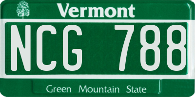 VT license plate NCG788