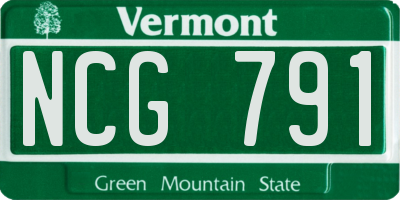 VT license plate NCG791