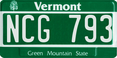 VT license plate NCG793
