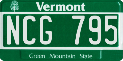 VT license plate NCG795