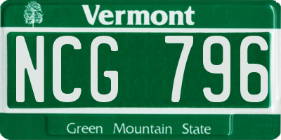 VT license plate NCG796