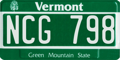 VT license plate NCG798