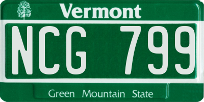 VT license plate NCG799