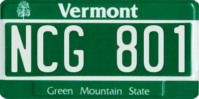 VT license plate NCG801