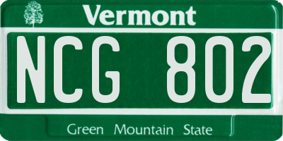 VT license plate NCG802