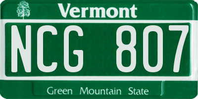 VT license plate NCG807