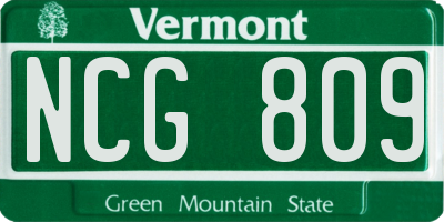 VT license plate NCG809