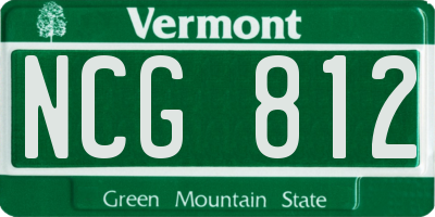 VT license plate NCG812