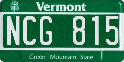 VT license plate NCG815