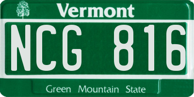 VT license plate NCG816