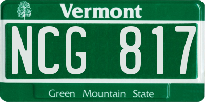 VT license plate NCG817