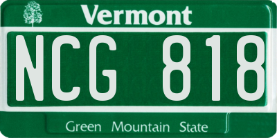 VT license plate NCG818