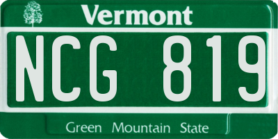 VT license plate NCG819