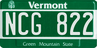 VT license plate NCG822