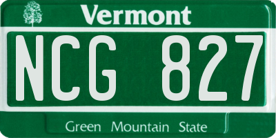 VT license plate NCG827