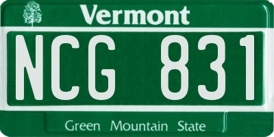 VT license plate NCG831