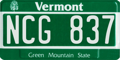 VT license plate NCG837