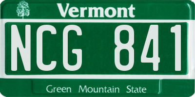 VT license plate NCG841