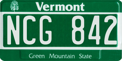VT license plate NCG842