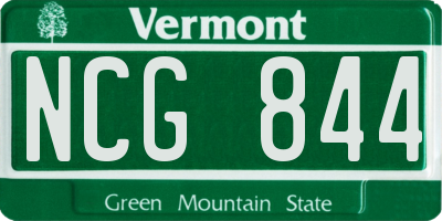 VT license plate NCG844