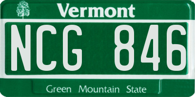 VT license plate NCG846