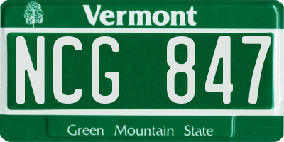 VT license plate NCG847