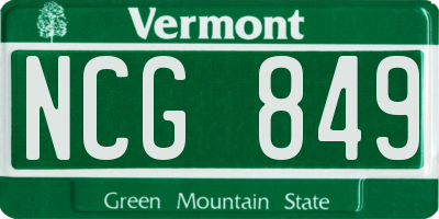 VT license plate NCG849