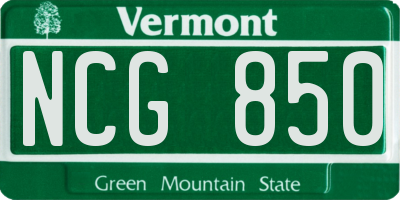 VT license plate NCG850