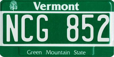 VT license plate NCG852