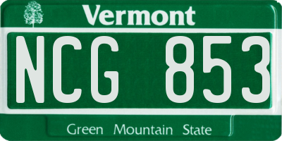 VT license plate NCG853