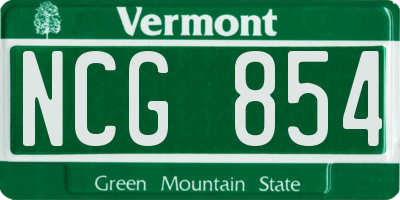VT license plate NCG854