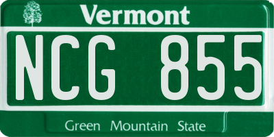 VT license plate NCG855
