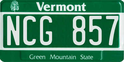 VT license plate NCG857