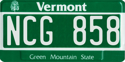 VT license plate NCG858