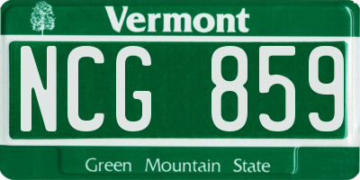 VT license plate NCG859