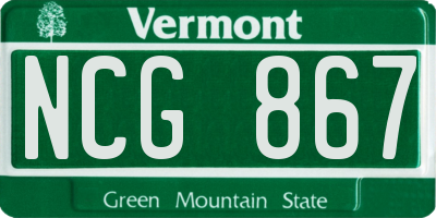 VT license plate NCG867