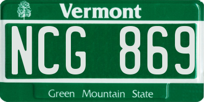 VT license plate NCG869