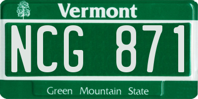 VT license plate NCG871