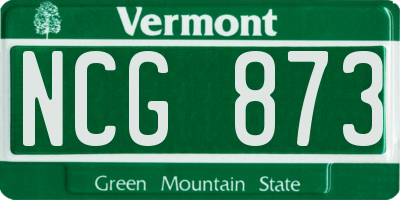 VT license plate NCG873