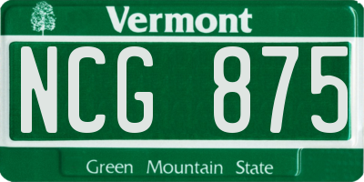 VT license plate NCG875