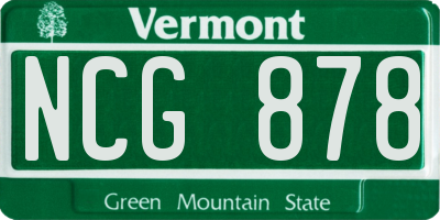 VT license plate NCG878