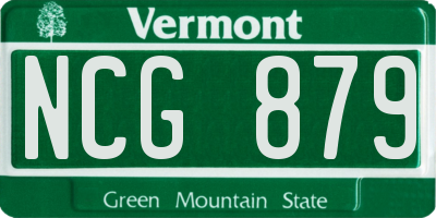 VT license plate NCG879