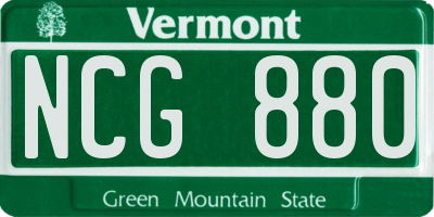 VT license plate NCG880