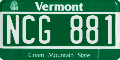 VT license plate NCG881