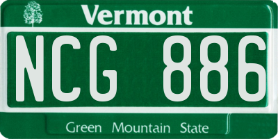 VT license plate NCG886